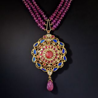 Indian Mogul-Style Ruby Bead Necklace - 3