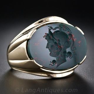 Intaglio Bloodstone Gent's Ring