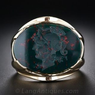 Intaglio Bloodstone Gent's Ring