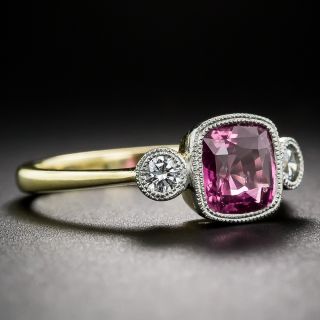 Intense Pink Sapphire and Diamond Ring
