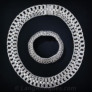 Interlocking Mexican Sterling Necklace and Bracelet Set