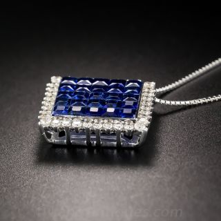 Invisible Set Sapphire and Diamond Pendant