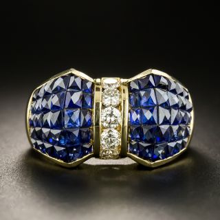 Invisible-Set Sapphire And Diamond Ring - 2