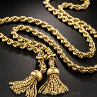 Italian 18K Double Tassel Necklace