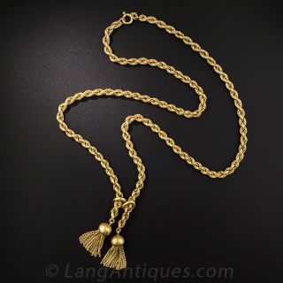 Italian 18K Double Tassel Necklace
