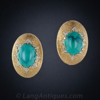 Italian 18k Gold and Turquoise Earrings
