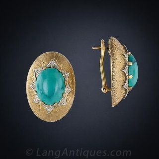 Italian 18k Gold and Turquoise Earrings