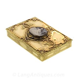 Italian 19th Century Ornate Gold Box with Cameo