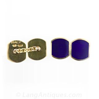 Italian Cobalt Blue Enamel Cufflinks