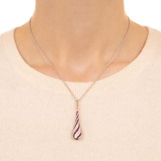 Italian Estate Ruby and Diamond Drop Necklace