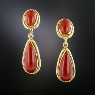 Italian Mid-Century Coral Dangle Earrings  - 2
