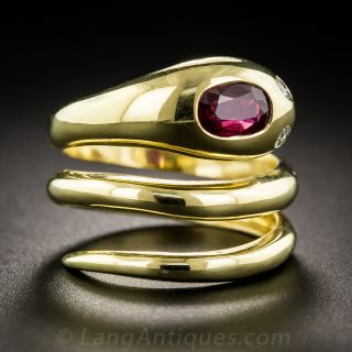 Italian Ruby Snake Ring by Leo Pizzo