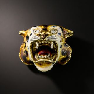 Italian Tiger Head Brooch - 2