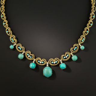 Italian Turquoise Necklace and Earrings Set