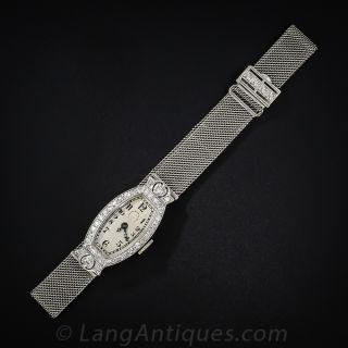 J.E. Caldwell & Co. Platinum and Diamond Art Deco Watch 