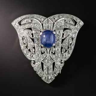 J.E.Caldwell Sapphire and Diamond Single Clip Brooch - 1