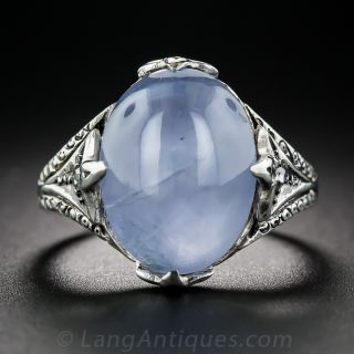 J.E. Caldwell Star Sapphire, Platinum and Diamond Art Deco Ring