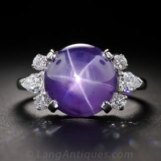 J.E. Caldwell Star Sapphire Platinum and Diamond Ring