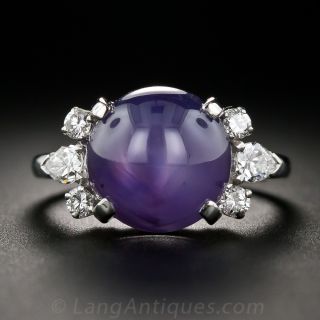 J.E. Caldwell Star Sapphire Platinum and Diamond Ring