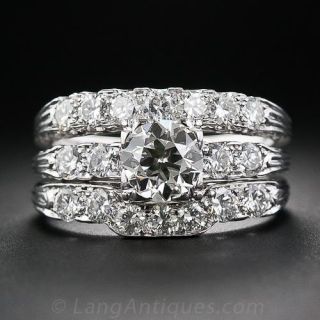 Jabel Mid-Century Platinum and Diamond Wedding Set