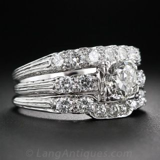 Jabel Mid-Century Platinum and Diamond Wedding Set