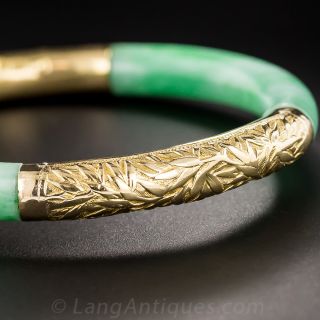 Jade and 18K Gold Bangle Bracelet