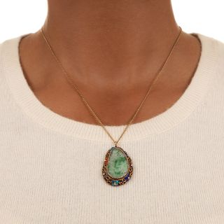 Jade and Enamel Pendant
