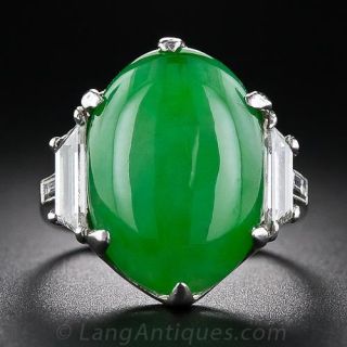 Jade Platinum and Diamond Ring - 1