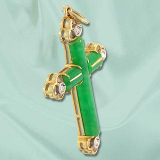 Jadeite and Diamond Cross Pendant