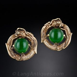 Jadeite Dragon Earrings 