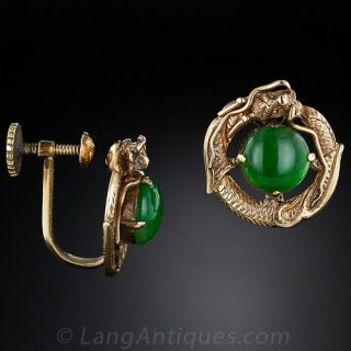 Jadeite Dragon Earrings 