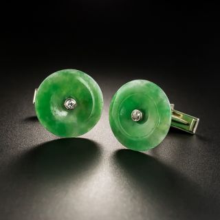 Jadeite Pi Disc and Diamond Cufflinks - 2