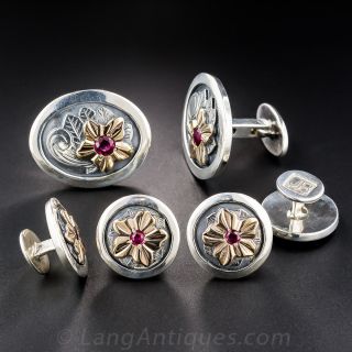 James Reid Sterling Silver, Gold and Ruby and Dress Set