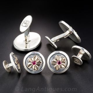James Reid Sterling Silver, Gold and Ruby and Dress Set