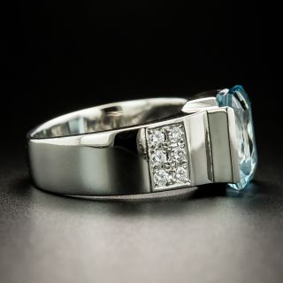 Japanese Aquamarine and Diamond Ring By Tasaki 