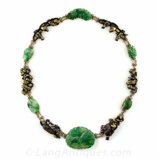 Japanese Shakudo Jadeite Necklace