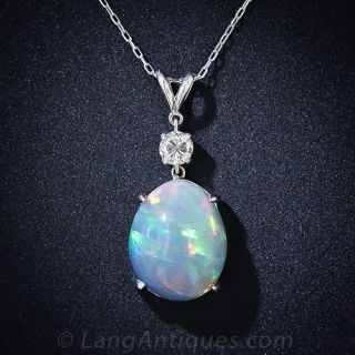Jelly Opal with Diamond Necklace