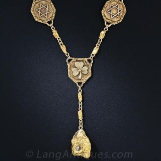 Jewish/Irish Gold Nugget  and Rough Diamond Necklace