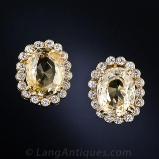 Julius Cohen Yellow Sapphire and Diamond Earrings