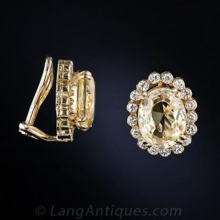 Julius Cohen Yellow Sapphire and Diamond Earrings