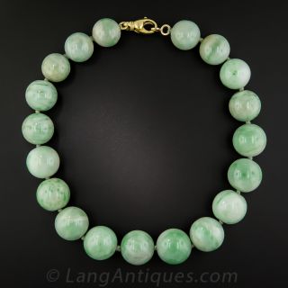 Jumbo Natural Burmese Jade Bead Necklace