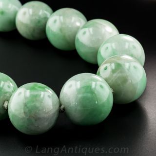 Jumbo Natural Burmese Jade Bead Necklace