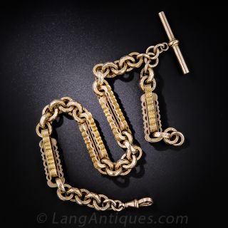 Jumbo Victorian 9k Gold Watch Chain - 1