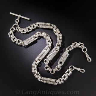 Jumbo Victorian Silver Watch Chain