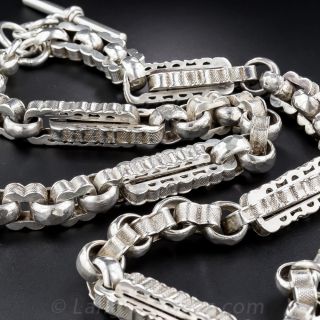 Jumbo Victorian Silver Watch Chain
