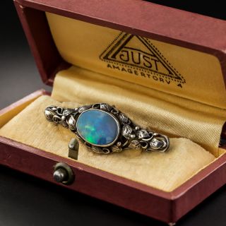 Just Anderen Danish Skonvirke Black Opal Silver Brooch
