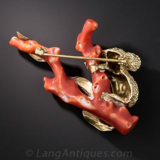 Koala Bear on Coral Branch Brooch