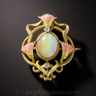 Krementz Art Nouveau Opal Brooch/Pendant