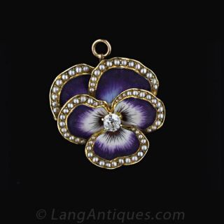 Krementz Pansy Brooch, Circa 1900