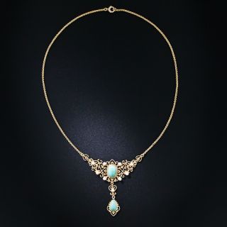 Krementz Turquoise and Seed Pearl Necklace